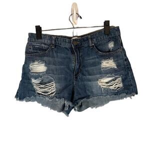 William Rast Blue Ripped Distressed Fringe Cut Off Denim Shorts Juniors Sz 27
